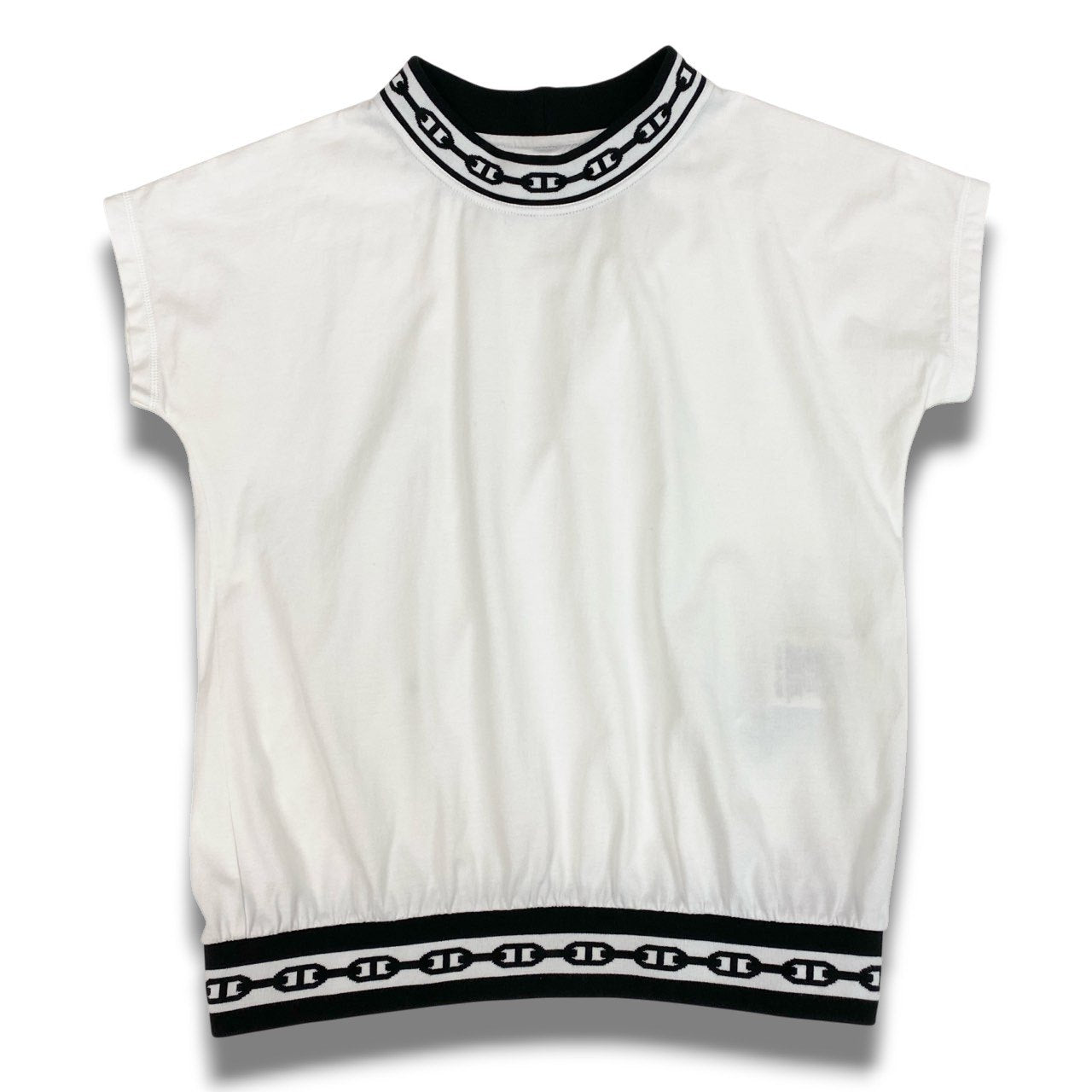 Hc2 HERMES エルメス シェーヌダンクル リブニット 半袖カットソー Tシャツ サイズ34 ホワイト レディース トップスk02i