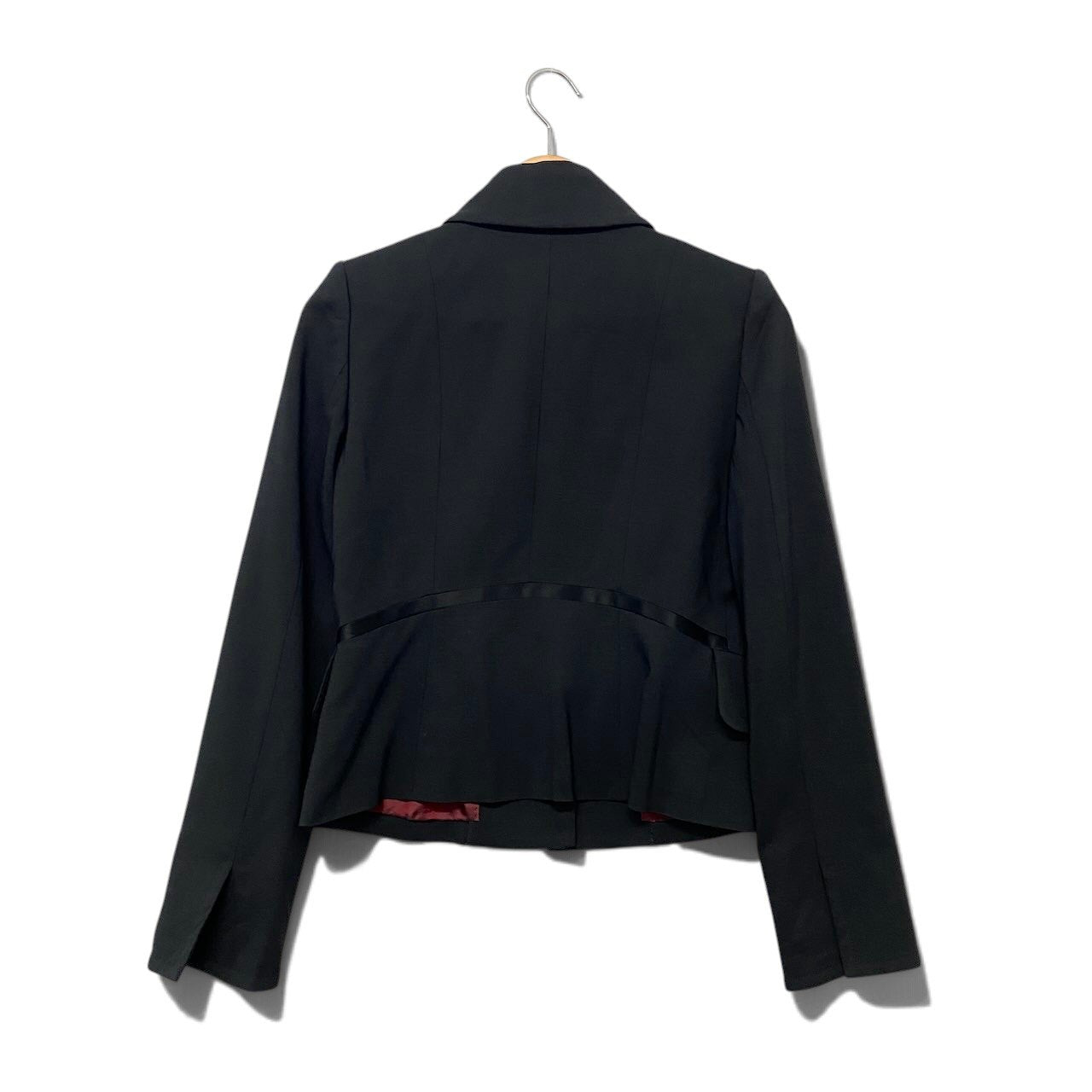 6h28 BURBERRY BLACK LABEL バーバリー ブラックレーベル テーラードジャケット 裏地ロゴ総柄 サイズ40 ブラック レディースo07t