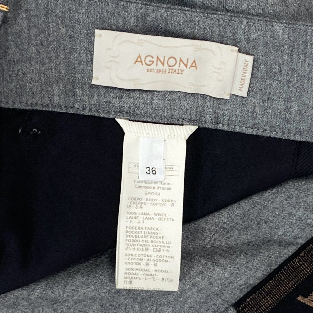 26j24 《美品》AGNONA アニオナ スラックス テーパードパンツ ウールパンツ ボトム T70218 36サイズ グレー レディースu02t
