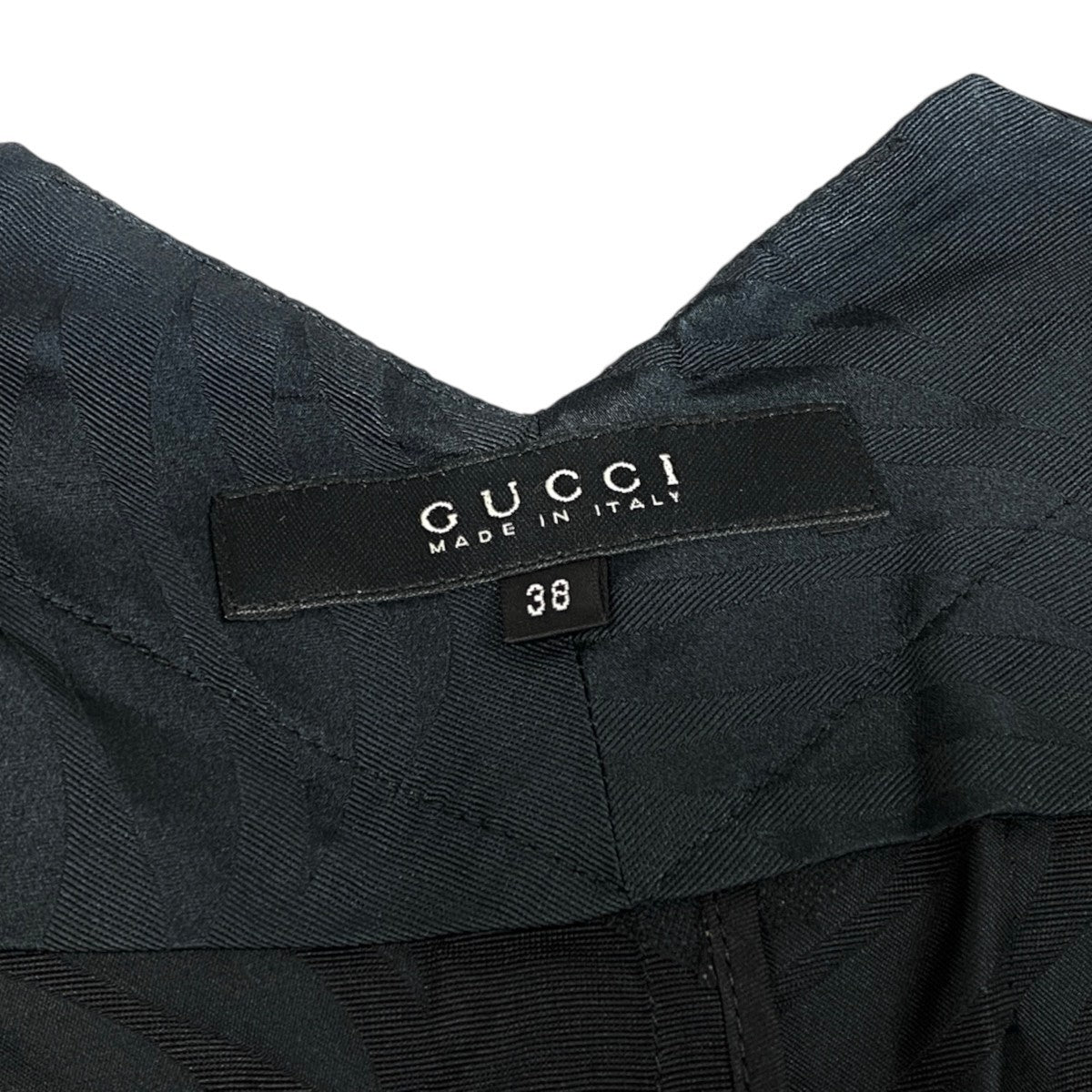 i19 E GUCCI グッチ 2002 トムフォード期 Y2K スカート 総柄プリント 38 ブラック シルク レディースo07t