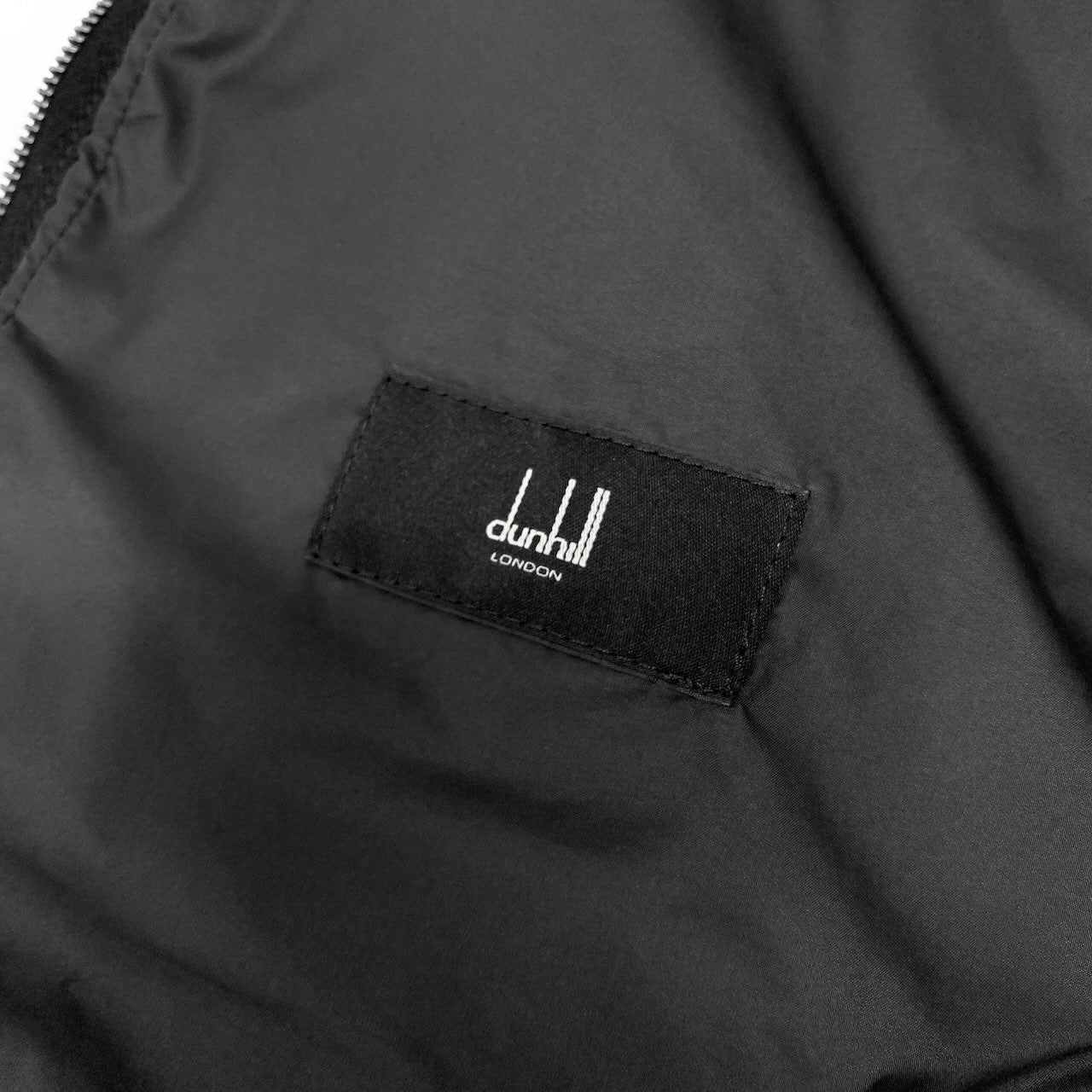 52c10 DUNHILL ダンヒル レザーパイピング レザー使い 裏地フリース キルティングジャケット ライトアウター サイズS ブラック メンズ 羽織k02i