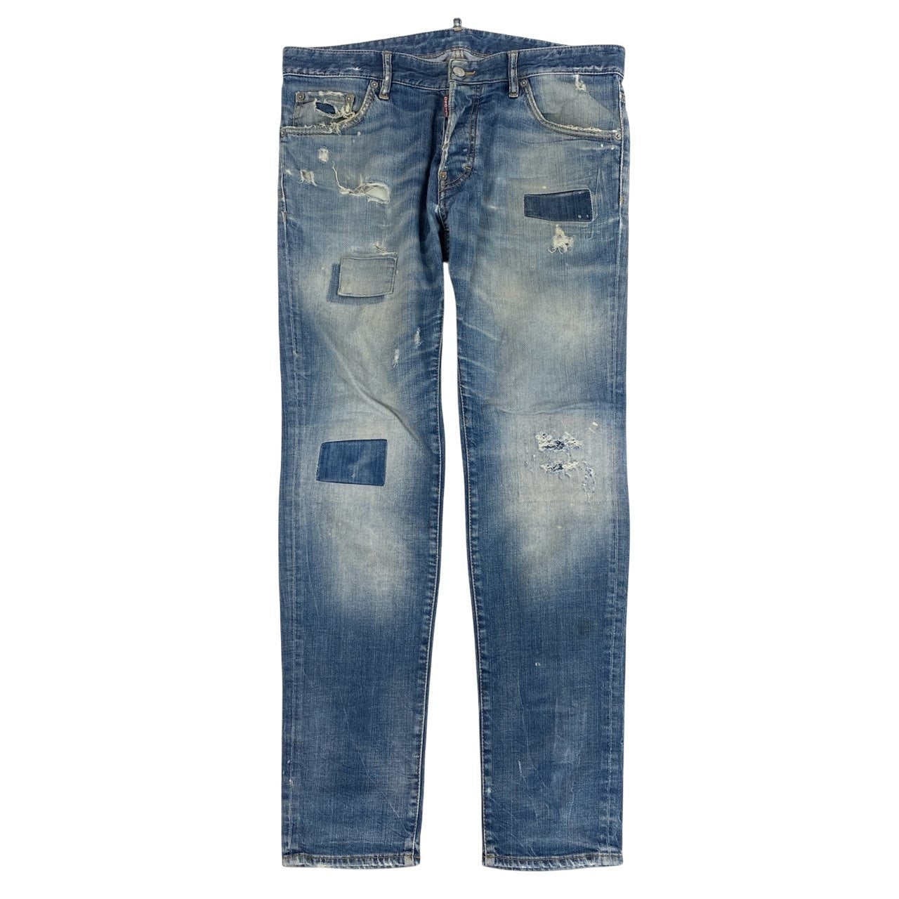 39L15 DSQUARED2 ディースクエアード スキニーパンツ デニムパンツ ダメージリペア加工 S71LA0737 S30144 50サイズ インディゴ メンズo07t