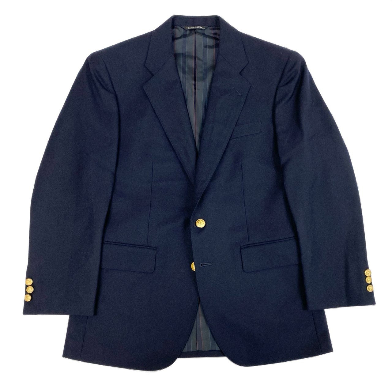 36L10《美品》 KENT＆CURWEN ケントアンドカーウェン 紺ブレザー 金ボタン テーラードジャケット 90A4 ネイビー ウール メンズ 男性用u02t
