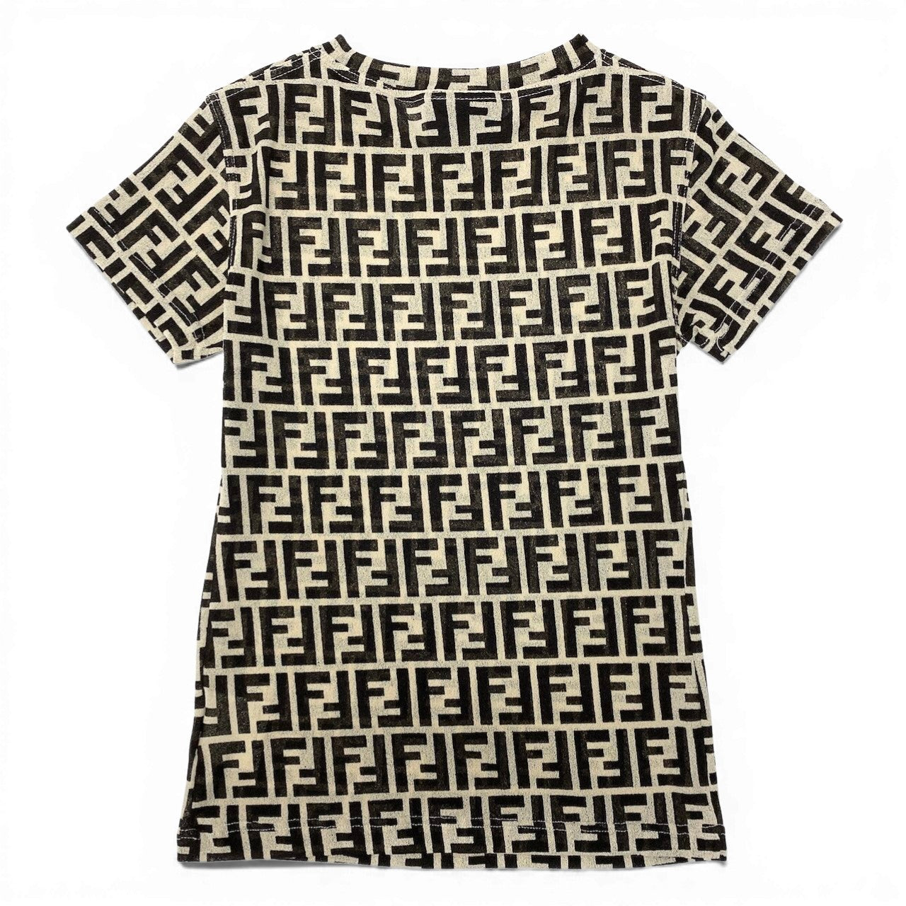 Ic30 FENDI フェンディ ズッカ柄 シアーカットソー 半袖Tシャツ 総柄 ストレッチ レディース 女性服 イタリア製40 ベージュ系u02t