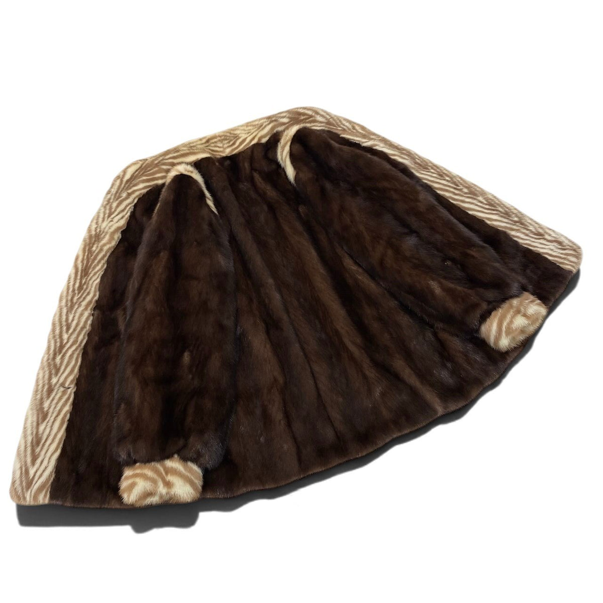 20i21 袖着脱可 希少デザイン ミンクファーコート サイズ11 茶系 本毛皮 Mink Fur Zebra Design Coat リアルファーt18r