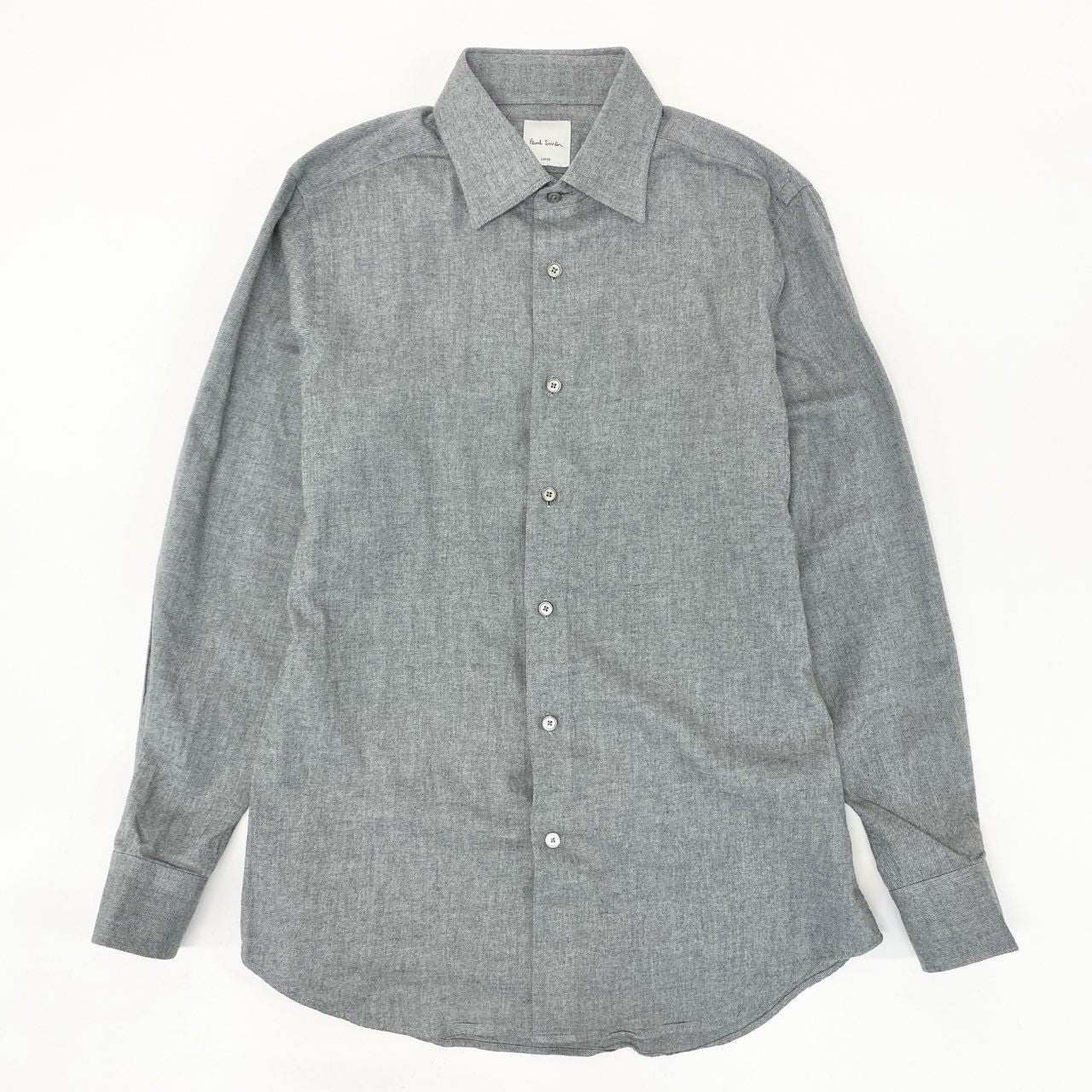 23i17 Paul Smith ポールスミス 現行 ニュアンスカラー ドレスシャツ 長袖シャツ トップス サイズL グレー コットン フランネル メンズu02t