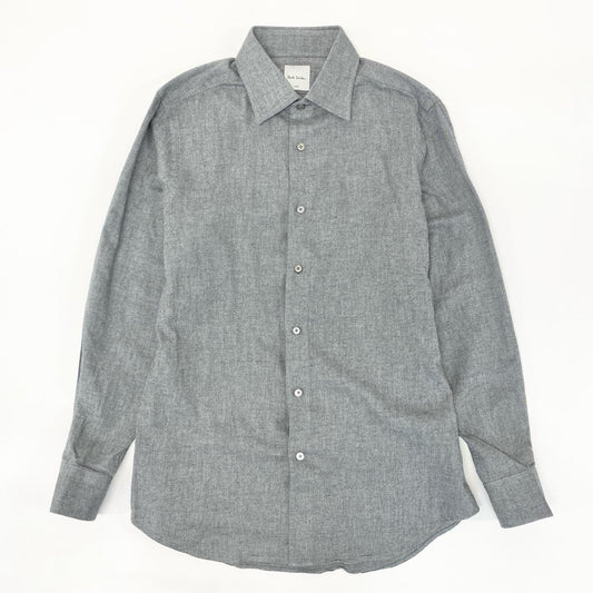 23i17 Paul Smith ポールスミス 現行 ニュアンスカラー ドレスシャツ 長袖シャツ トップス サイズL グレー コットン フランネル メンズu02t