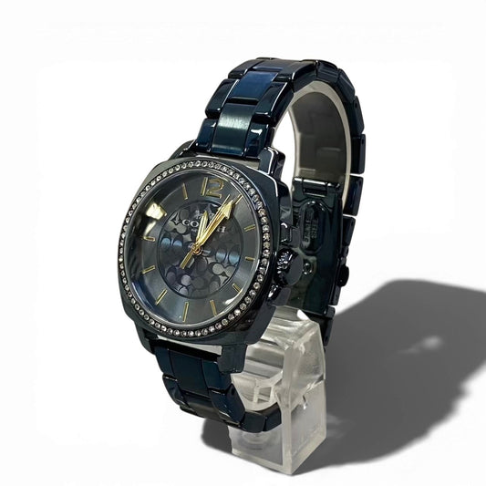 c23 《稼働品》 COACH コーチ BOYFRIEND ボーイフレンド 腕時計 34mm メタリックブルー レディース ウォッチt18r