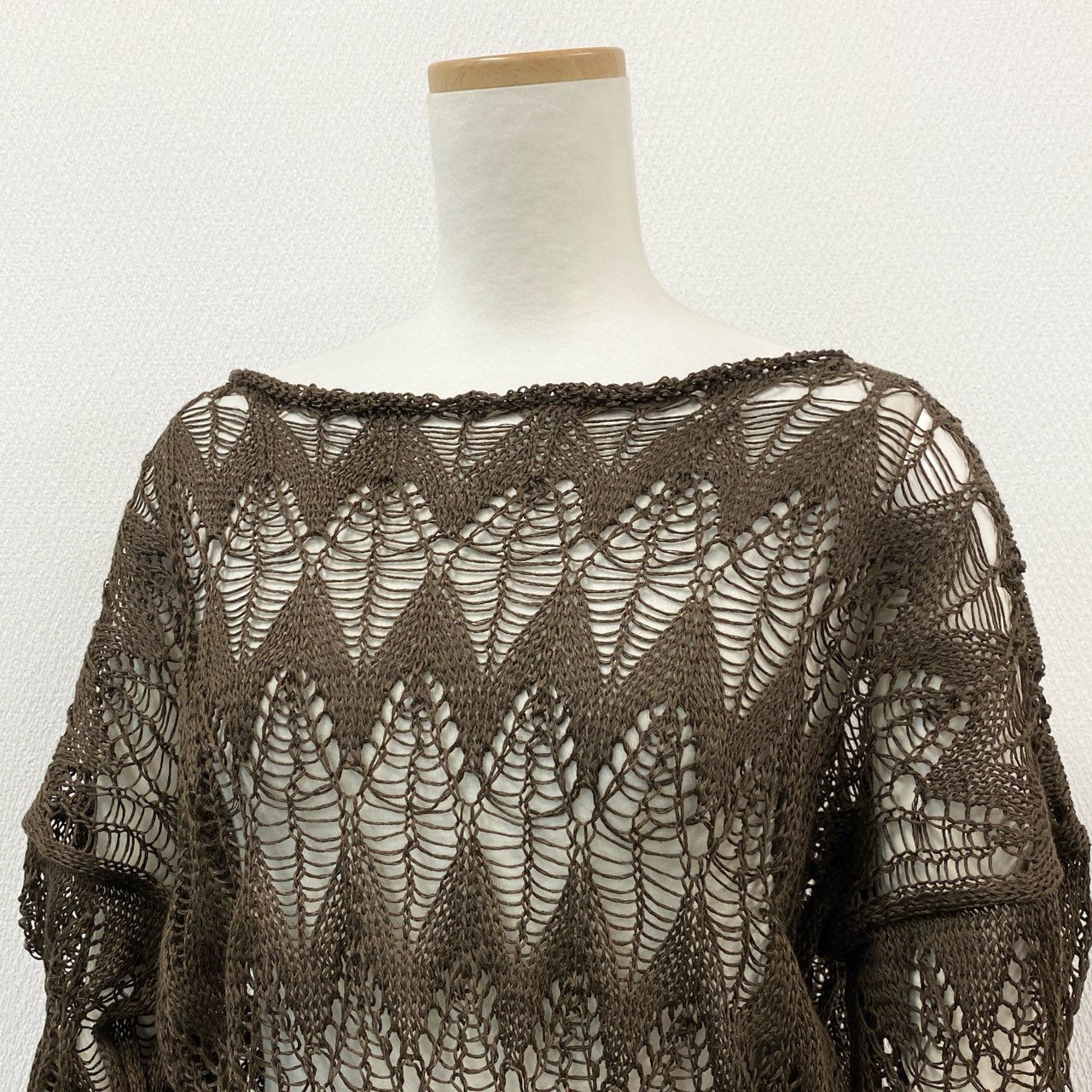 56l12 《新品同様》 CristaSeya クリストセヤ LINEN LACE SWEATER リネンレースセーター ニット 14VD-LI-BR サイズS ブラウン リネン100％ レディース イタリア製