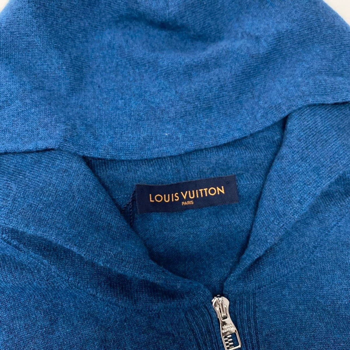 47j16 【未使用】 LOUIS VUITTON ルイヴィトン 2018年 カシミヤ ジップアップパーカー KC7 HAN45W サイズXL ブルー カシミヤ100％ メンズu02t