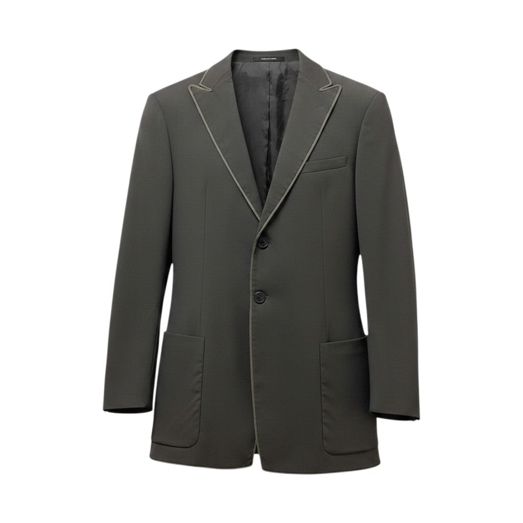58g5 【美品】EMPORIO ARMANI エンポリオアルマーニ テーラードジャケット パイピングデザイン イタリア製 50サイズ グレー メンズ 男性用u02t