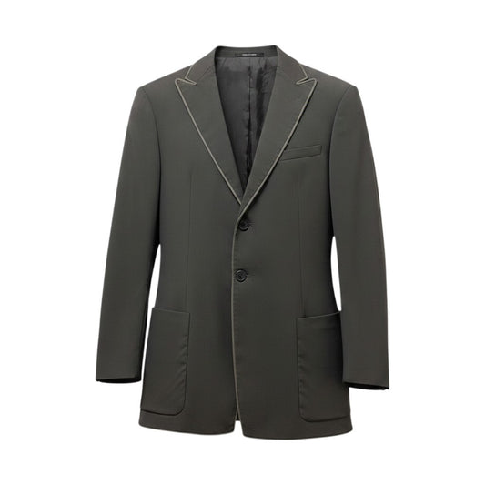 58g5 【美品】EMPORIO ARMANI エンポリオアルマーニ テーラードジャケット パイピングデザイン イタリア製 50サイズ グレー メンズ 男性用u02t