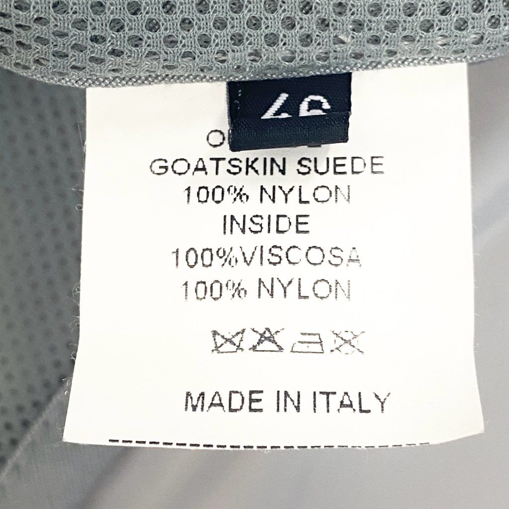 40l25 EMMETI エンメティ パンチングレザー ジャケット シャツ ナイロン 異素材 山羊革 46サイズ アイボリー グレー メンズo07t