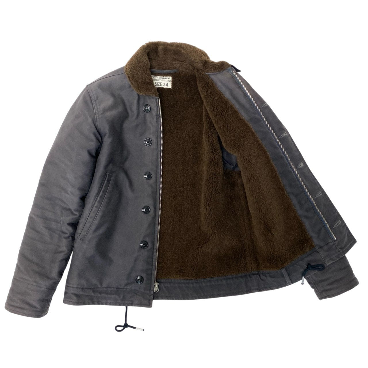 15c5 THE REAL McCOY'S 旧 ザ リアルマッコイズ N-1 デッキジャケット U.S.NAVY サイズ34 ネイビー系 メンズ アウター ミリタリージャケットk02i