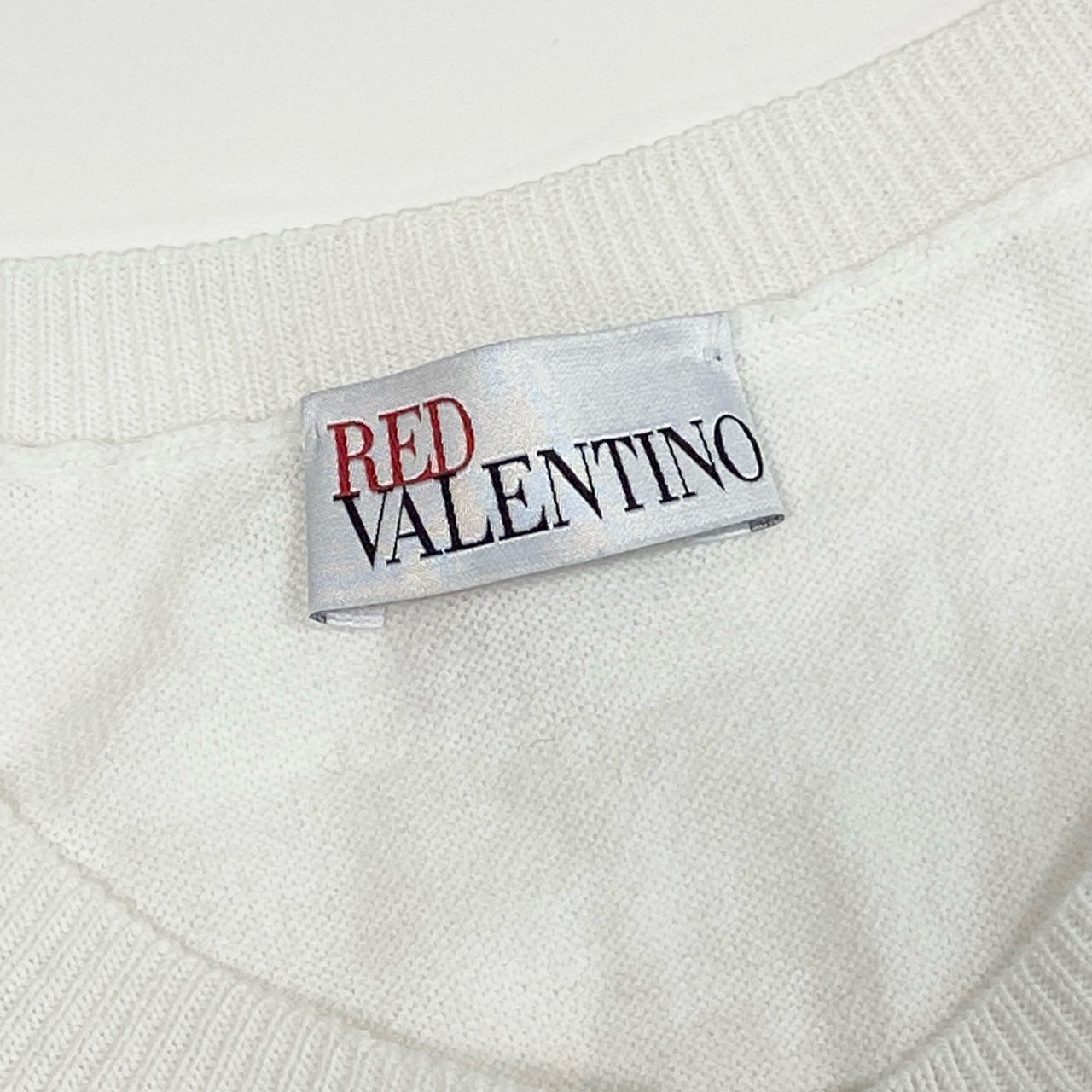 7i25 《美品》RED VALENTINO レッドヴァレンティノ 半袖カーディガン ニットカーディガン ボレロ リボン Sサイズ ホワイト ブラック レディースk02i
