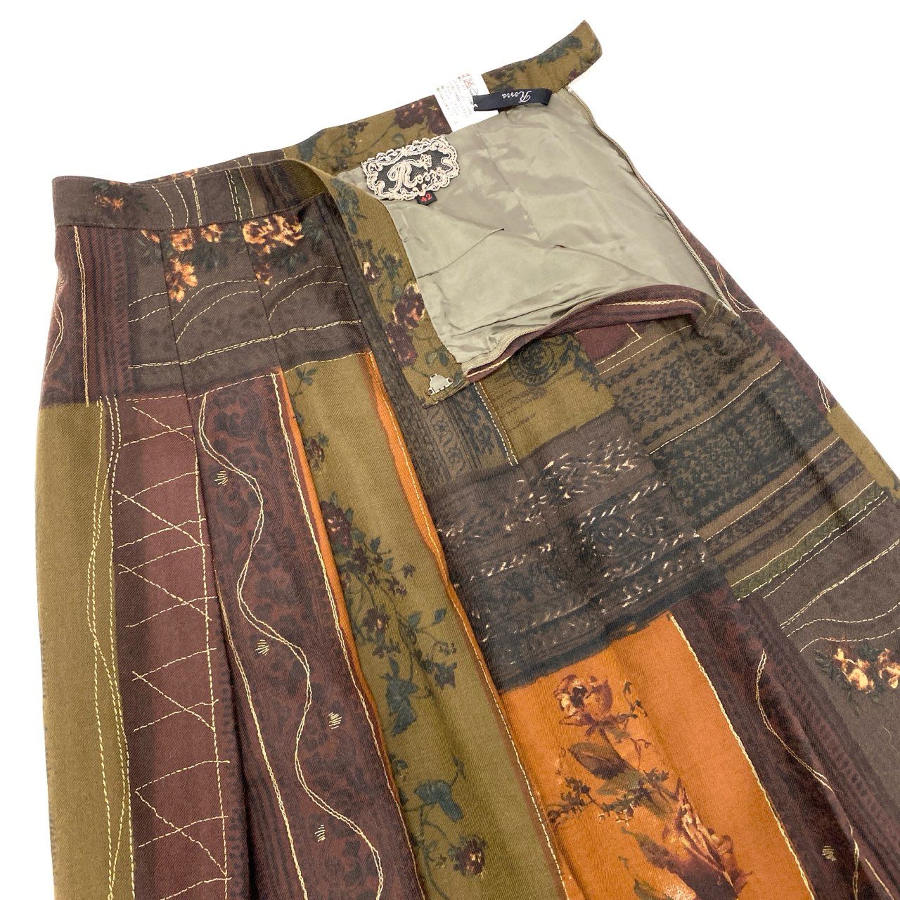 11k28《美品》 import rossa インポートロッサ セットアップ 花柄 ジャケット スカート 42 ブラウン レディースu02t