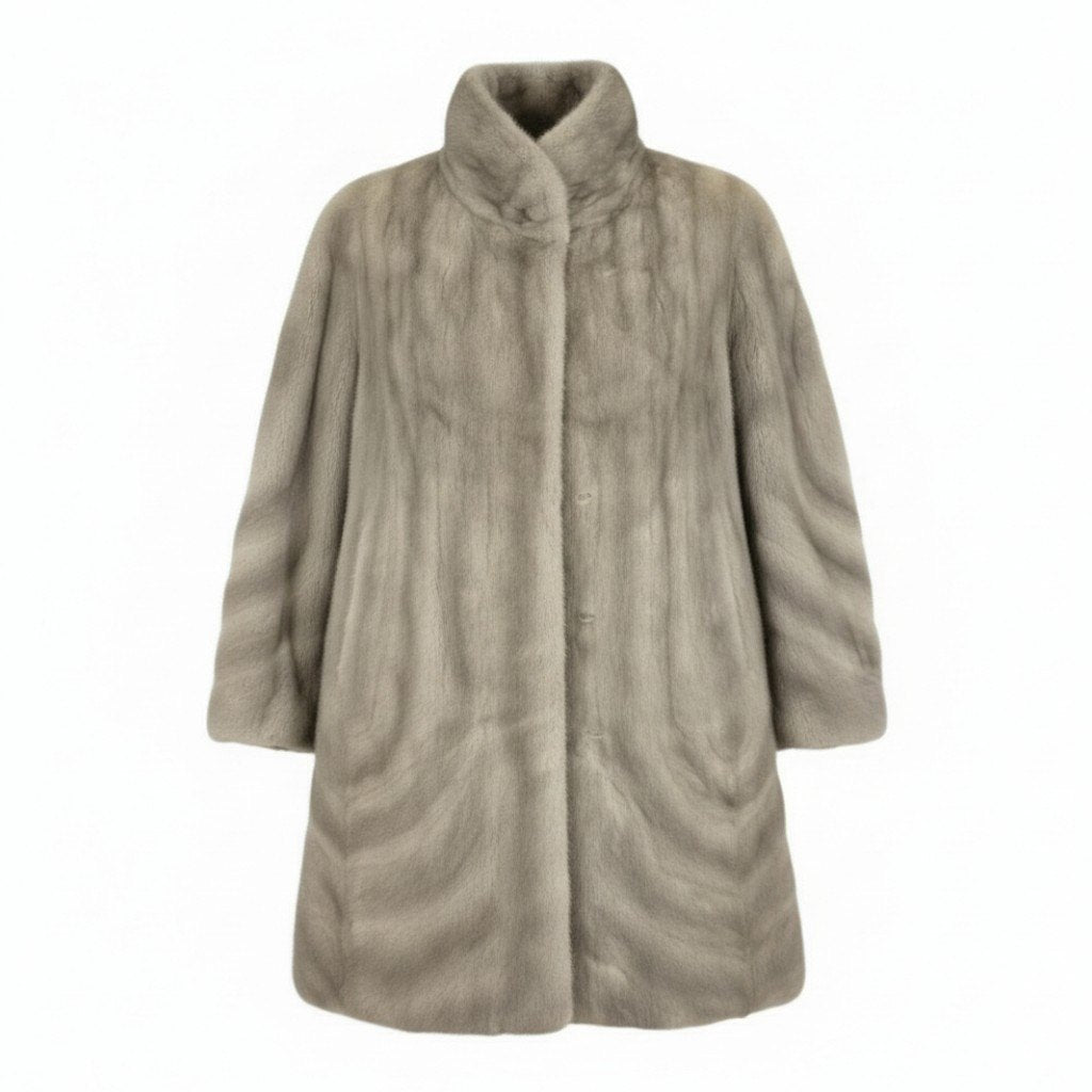 71L15 SAGA MINK サガミンク 銀サガ レアデザイン サファイアミンク ロングコート サイズF シルバーグレー 最高級本毛皮 MINK FUR ポケット有t18r