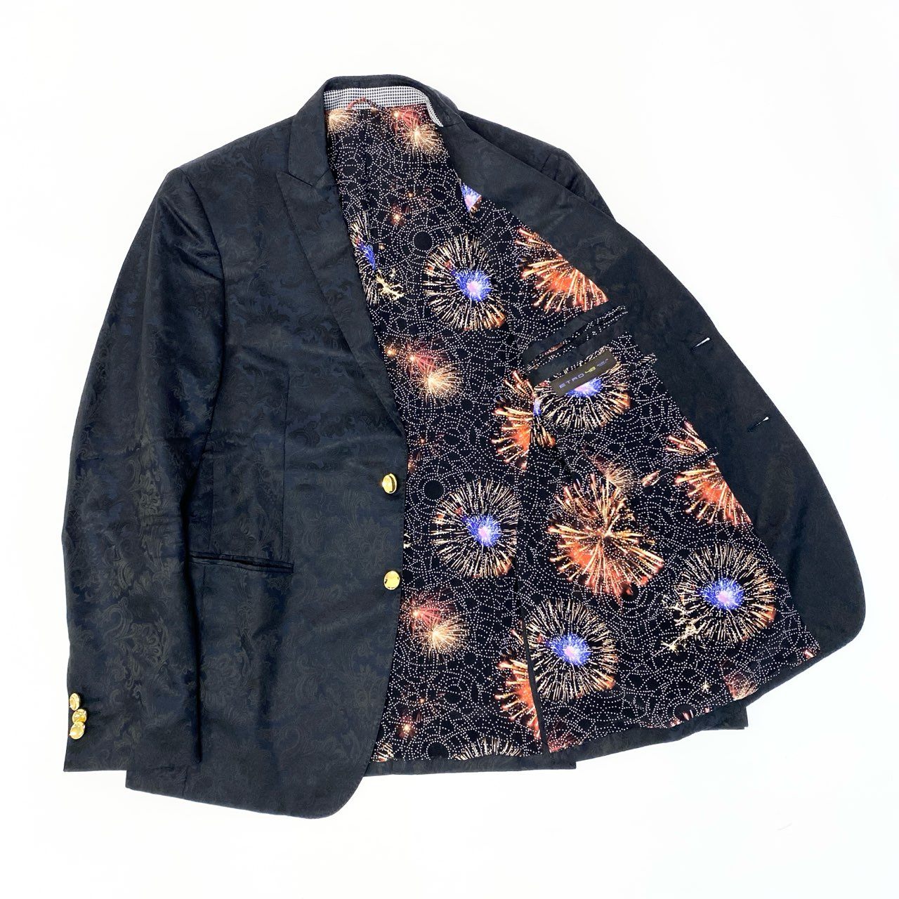 86a15 ETRO エトロ 裏地総柄 金ボタン ジャガード ペイズリー柄 ブレザー テーラードジャケット サイズ48 ネイビー系 メンズ 男性用 ドレスジャケットk02i