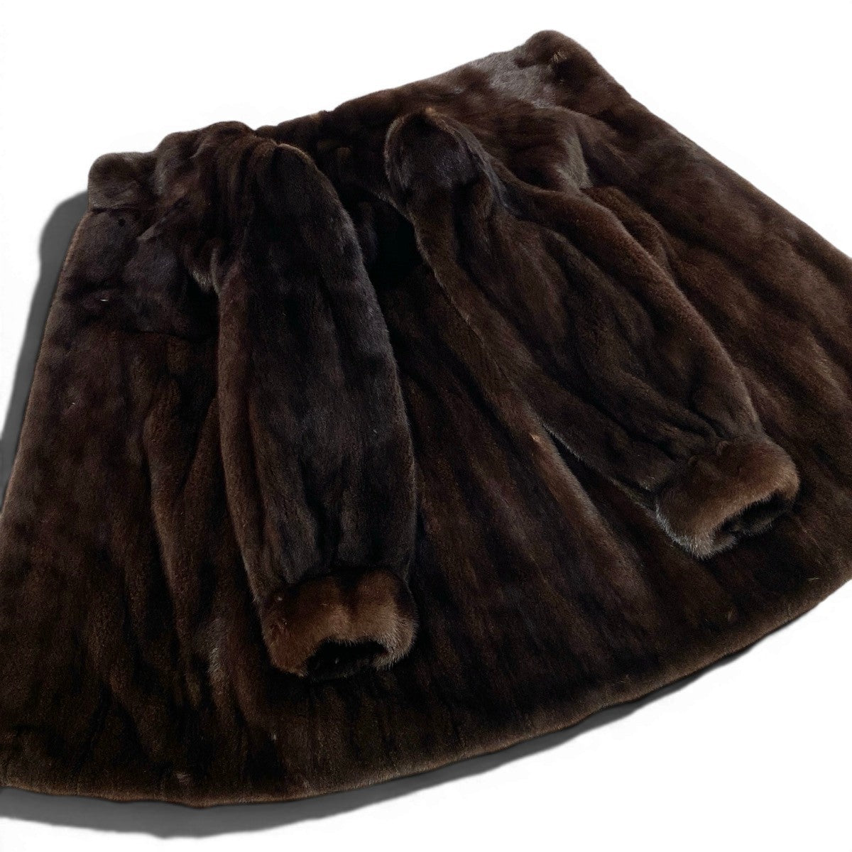 79f10 VALENTINO ヴァレンティノ 袖ボタン デミバフミンク ファーコート サイズF ブラウン 最高級本毛皮 Mink Fur Coatt18r