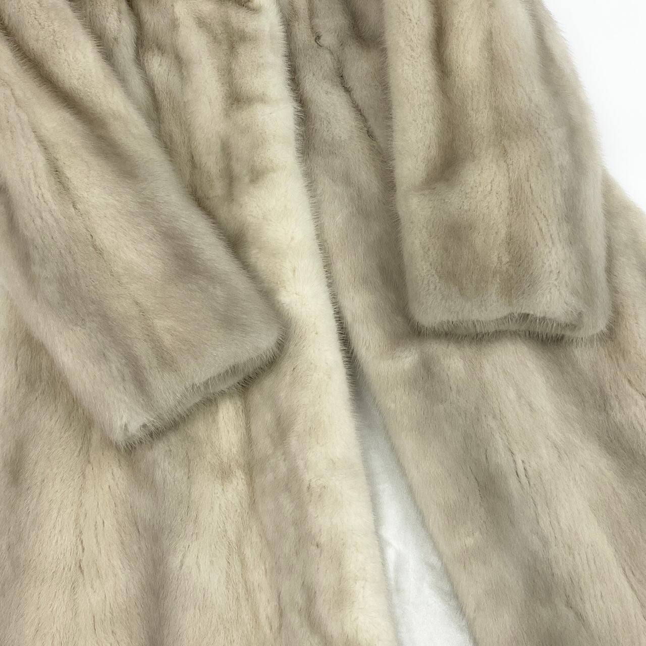 54e13 yamaoka パールミンク ロングコート サイズF ホワイト 本毛皮 Pearl Mink Fur Long Coatt18r