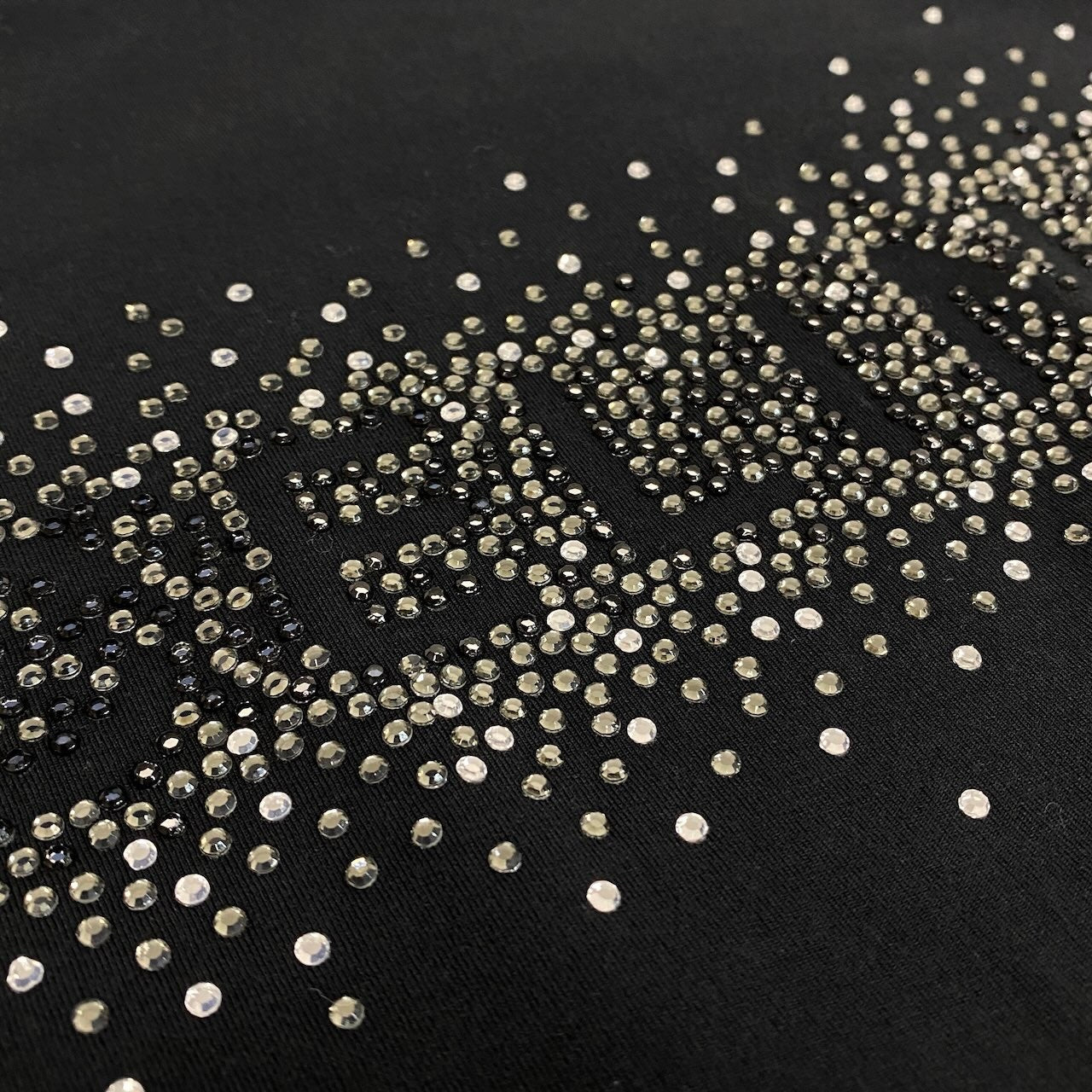 Ic27 CELINE セリーヌ ラインストーンロゴTシャツ 半袖Tシャツ ストレッチ素材 トップス Sサイズ ブラック レディース 女性用u02t