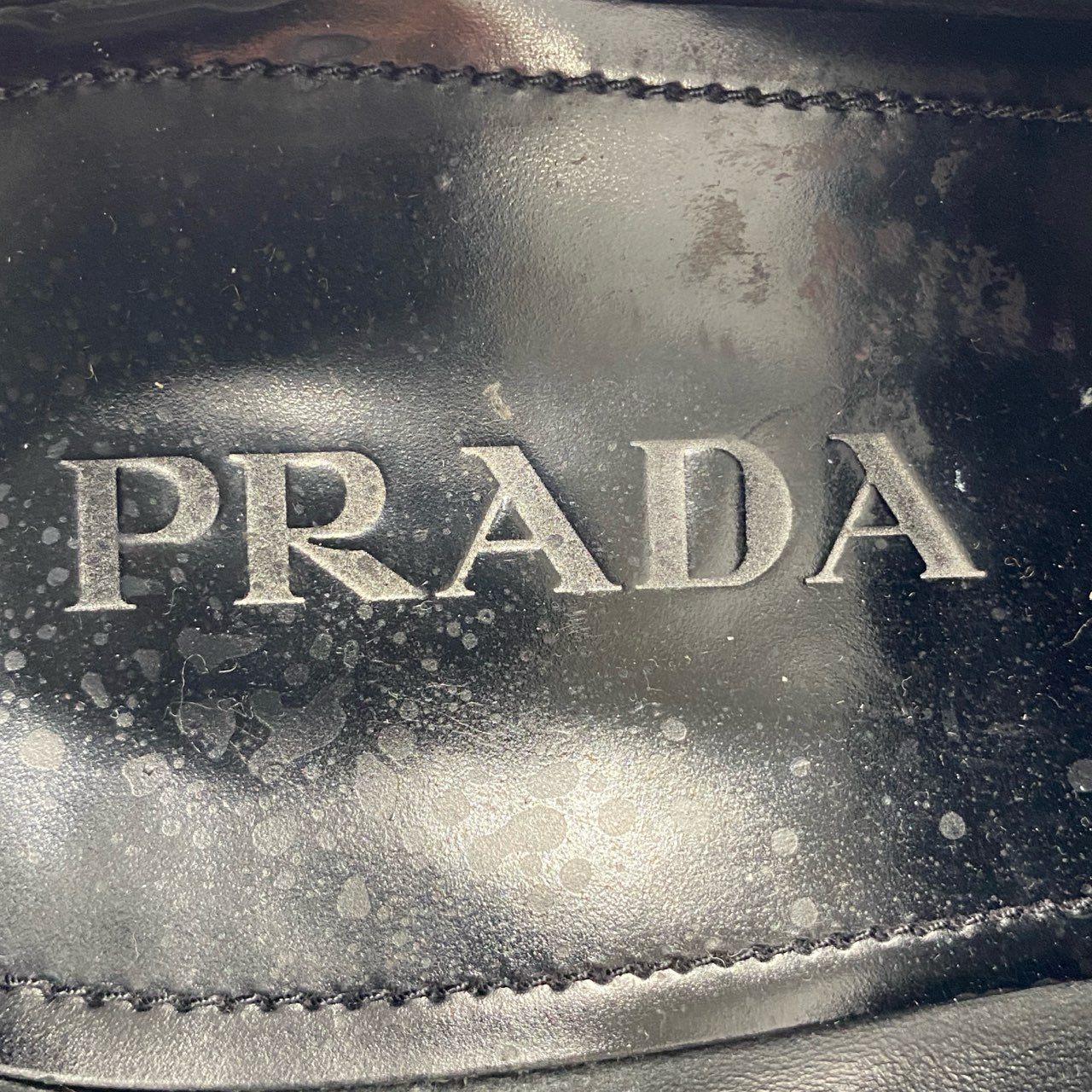 1f13 PRADA プラダ Chocolate Brushed チョコレートブラッシュ ローファー 7 ブラック 三角ロゴプレート シューズ