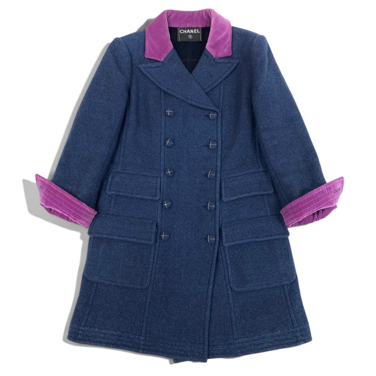 i22 CHANEL シャネル 2007FW カシミヤ ダブルコート Cashmere Blue Coat from FW2007 Ready To Wear Show P32027 ブルーt18r