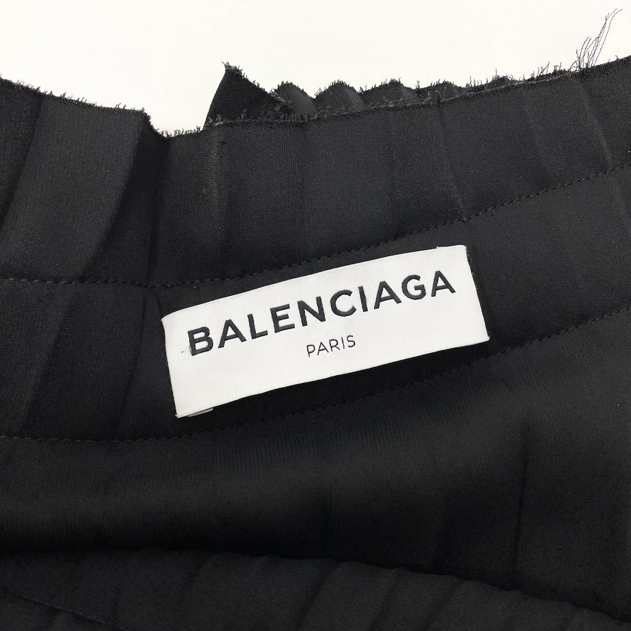 Ic30 BALENCIAGA バレンシアガ プリーツスカート ラップスカート風  アシンメトリーデザイン ウエストロゴ レディース 女性服 サイズ34 ブラック ポリエステル100％u02t