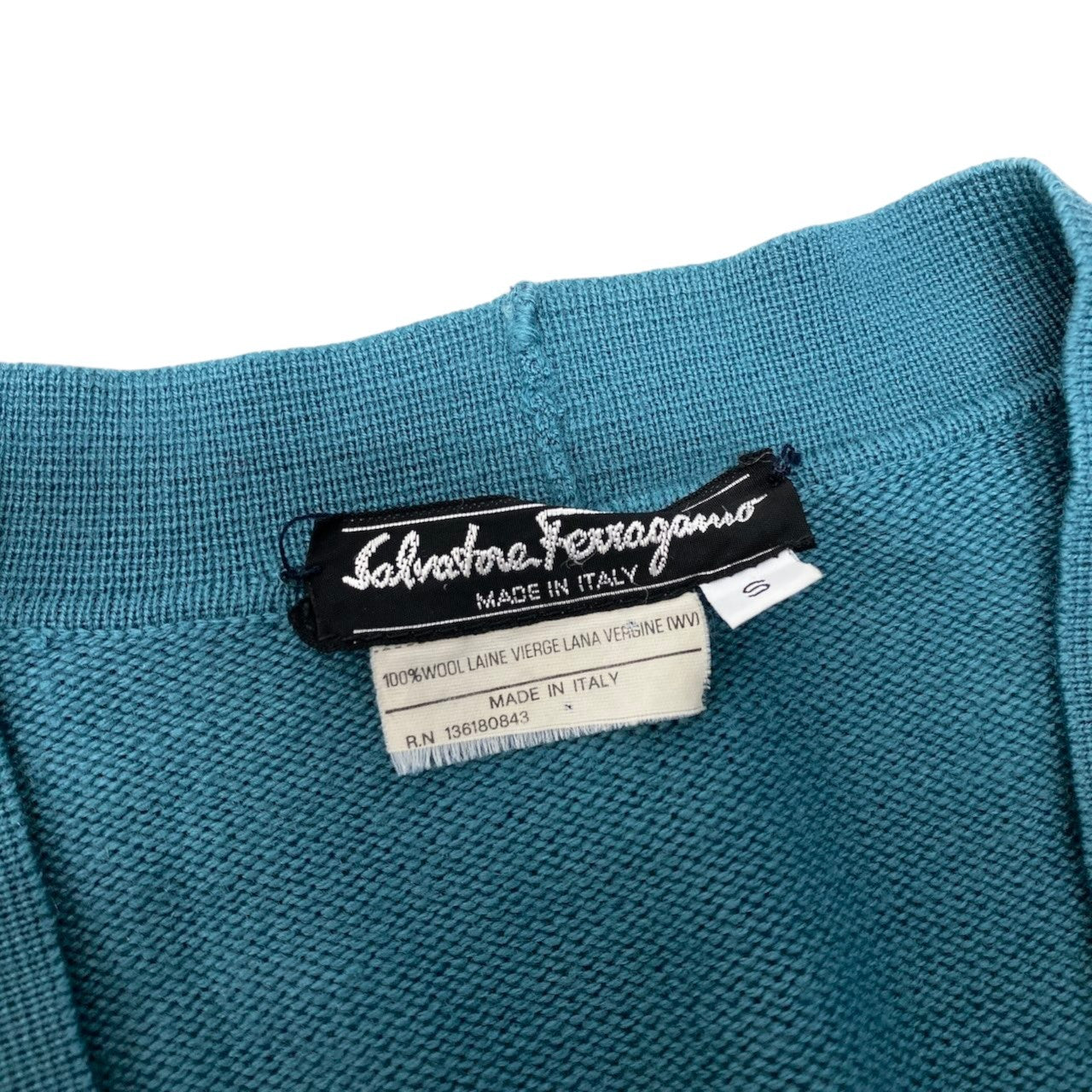 26h31 Salvatore Ferragamo サルヴァトーレフェラガモ ロングスリーブ ニットカーディガン ガンチーニ サイズS グリーン ウール100％ レディースo07t