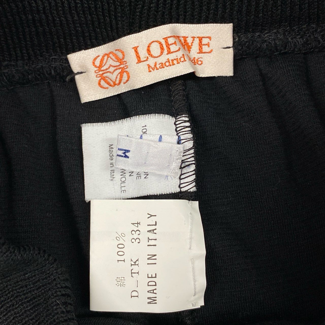36b9 LOEWE ロエベ ハーフパンツ ボトムパンツ ブランドロゴ刺繍 イタリア製 Mサイズ ブラック コットン100％ レディース 女性用k02i