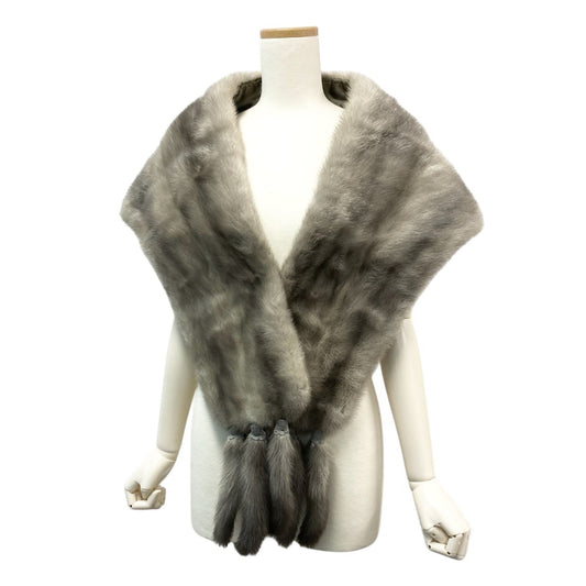 21k14《本毛皮》 サファイアミンク 大判ティペット ショール ケープ レディース MINK FUR  シルバーグレー系u02t