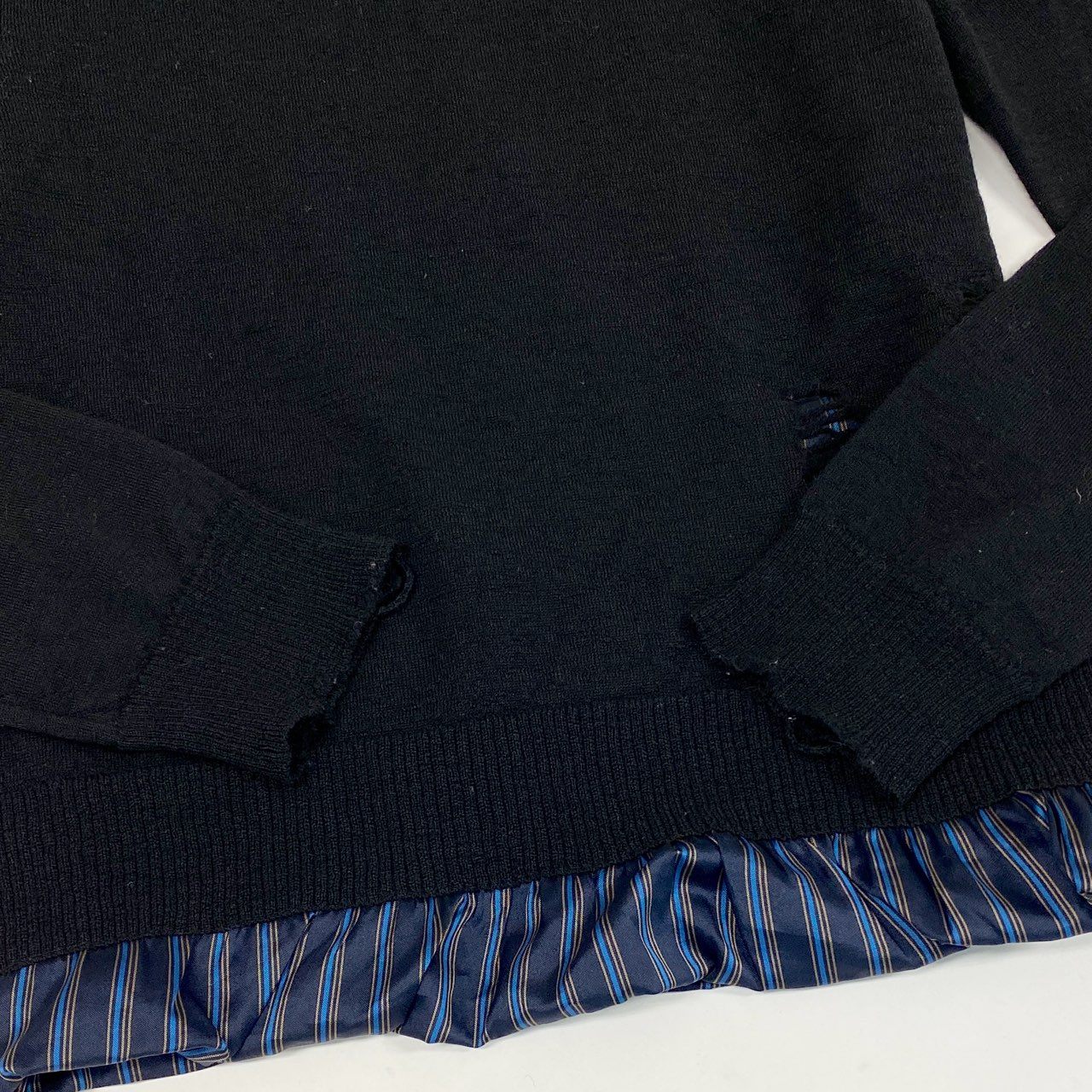 Ac2 Maison Margiela メゾンマルジェラ 2021AW デストロイ加工 レイヤード ニットセーター 4つタグ サイズS ブラック メンズ トップス ニットk02i