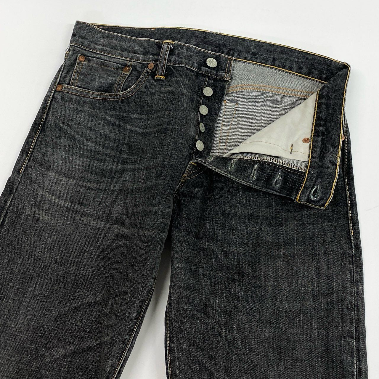 70L23 DOUBLE RL ダブルアールエル BLACK WASH ブラックウォッシュ ローストレート デニムパンツ 30×30 ブラック ジーンズ Ralph Lauren ラルフローレンt18r