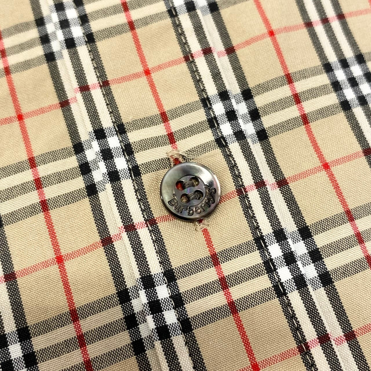 60d28 Burberrys バーバリー ノバチェックシャツ 半袖シャツ ワンポイント刺繡 サイズ40 ベージュ系 コットン100％ レディース女性用u02t