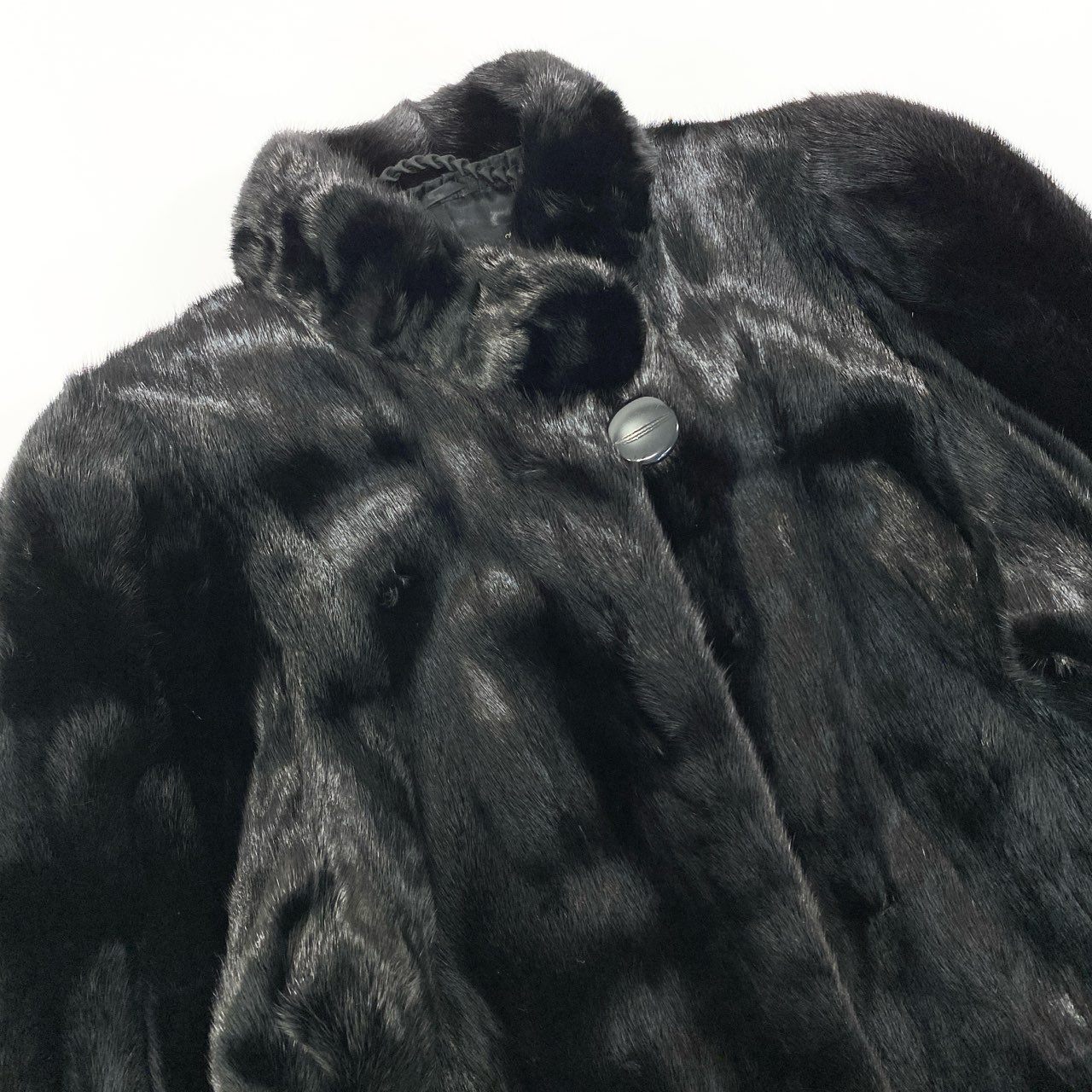 87L17 POLA amian SAGA MINK ROYAL サガミンクロイヤル 金サガ ダークミンク ファーコート サイズF ブラック 最高級本毛皮 MINK FUR ポケット有t18r