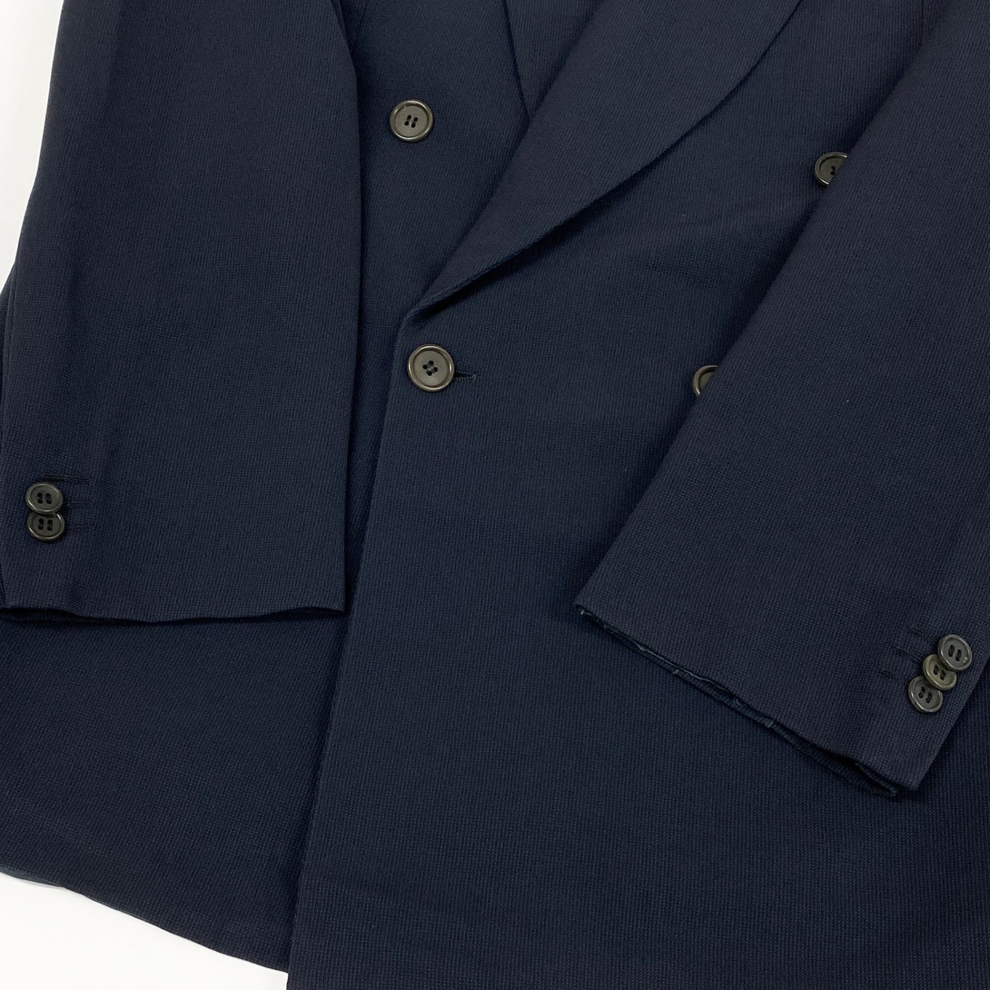 52l20 GIORGIO ARMANI ジョルジオ アルマーニ イタリア製 ダブルプレスト セットアップ スーツ ジャケット パンツ 48 ネイビー ウール メンズo07t