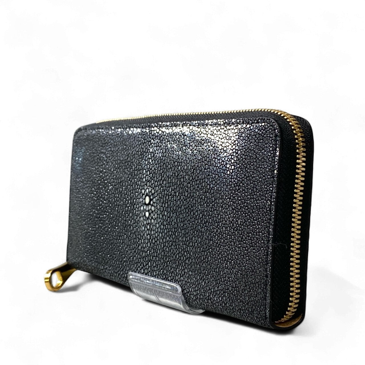 k18《新品同様》 CIMABUE チマブエ エイ革 スティングレイ 本革 長財布 ラウンドファスナー財布 グレー系 エイ革 メンズu02t