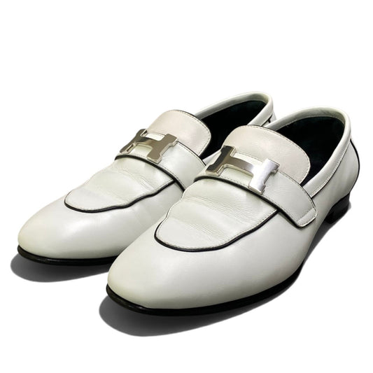 h29《美品》 HERMES エルメス モカシン パリ H金具 ローファー H Buckle Moccasin Paris Loafers size 36.5 ホワイト レザー 箱付t18r