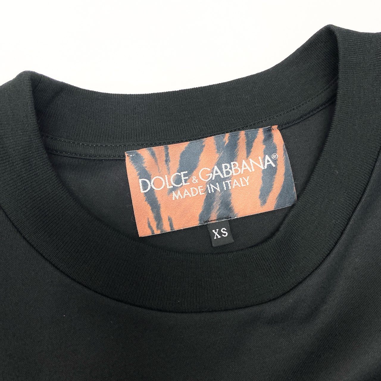 Ic5 《極美品》 DOLCE&GABBANA ドルチェアンドガッバーナ ビーズロゴ ドロップショルダー Tシャツ Embroidered Logo T-shirt サイズXS ブラック D&Gt18r