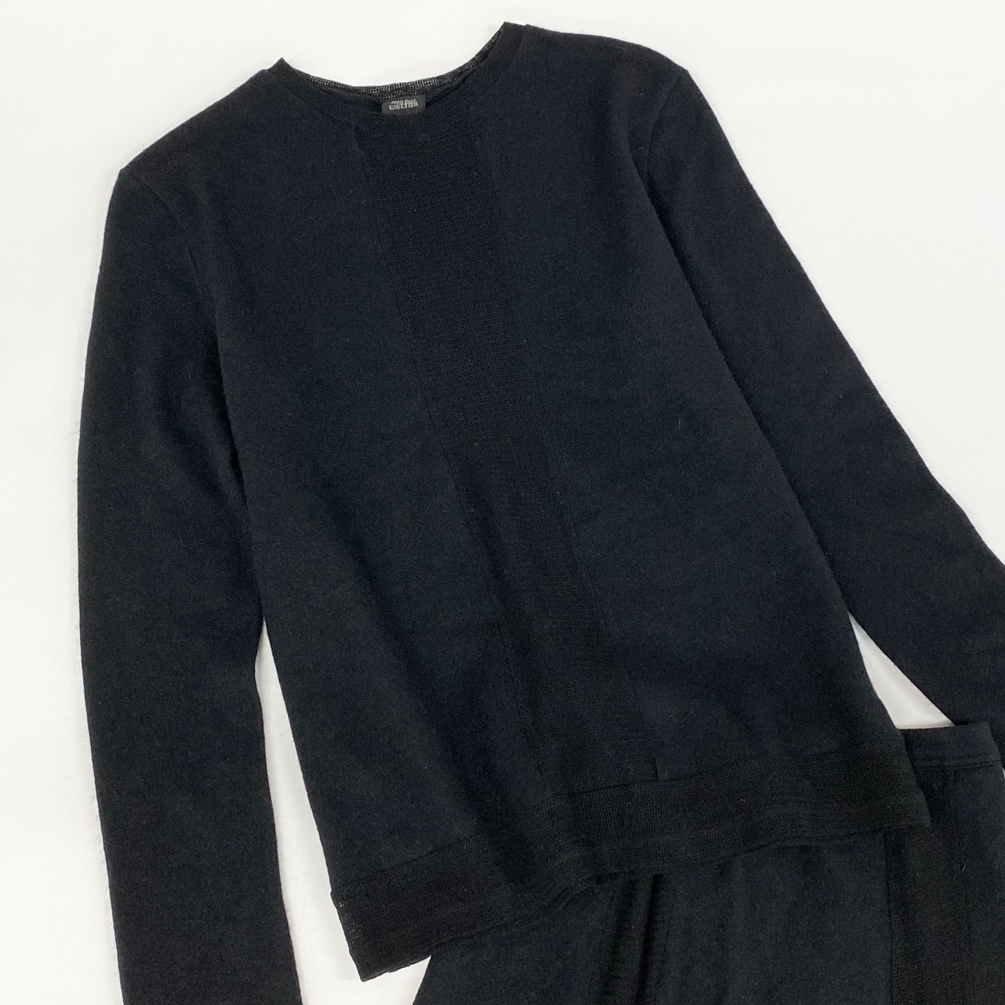 31h29 Jean paul gaultier ジャンポールゴルチエ スカートセットアップ ニットセットアップ 上下セット 長袖ニット タイトスカート 上48下40 ブラック レディース 女性用u02t