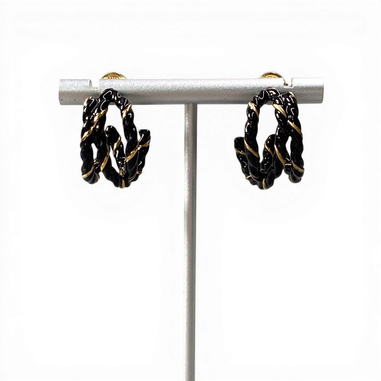 d9 Maison Margiela メゾンマルジェラ 11 レースピアス Lace Pierced Earrings ブラック ゴールド ポスト925 アクセサリー 箱有t18r