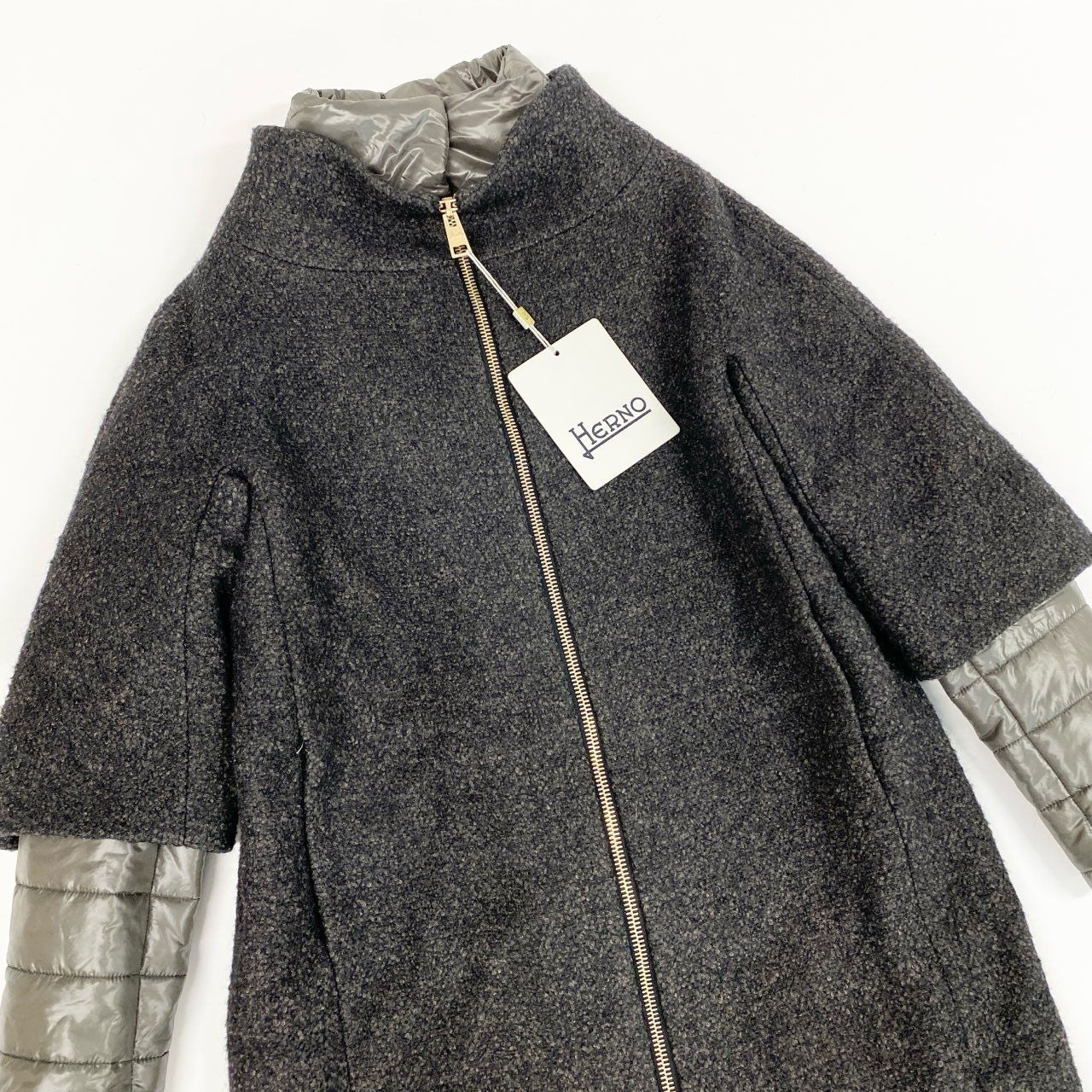 50b16 《未使用品》定価19万 HERNO ヘルノ 2WAY ダウンドッキングコート サイズ42 グレー Down Docking Coat タグ付きt18r
