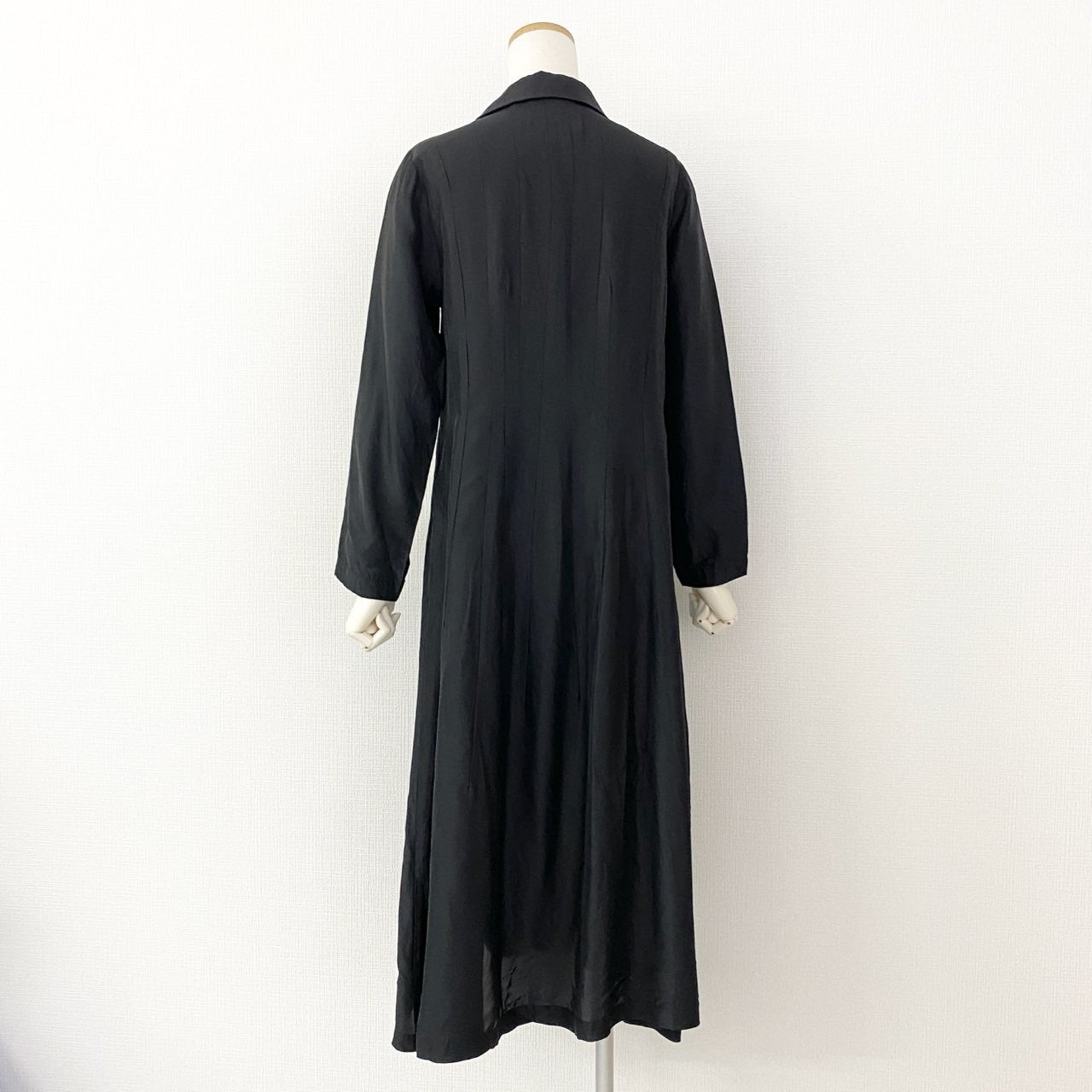 71e14 90s tricot COMME des GARCONS トリコ コムデギャルソン 長袖ワンピース シャツワンピース TO-040160 ブラック キュプラ100％ AD1995 レディース アーカイブ