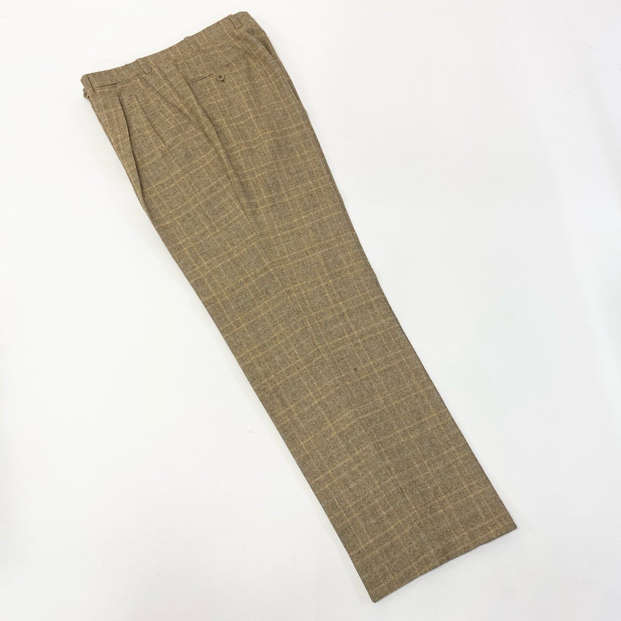 76a28 Vintage Brioni ブリオーニ FLAMINIO スーツセットアップ テーラードジャケット スラックス チェック柄 50サイズ ベージュ ウール100％ メンズ 男性用u02t
