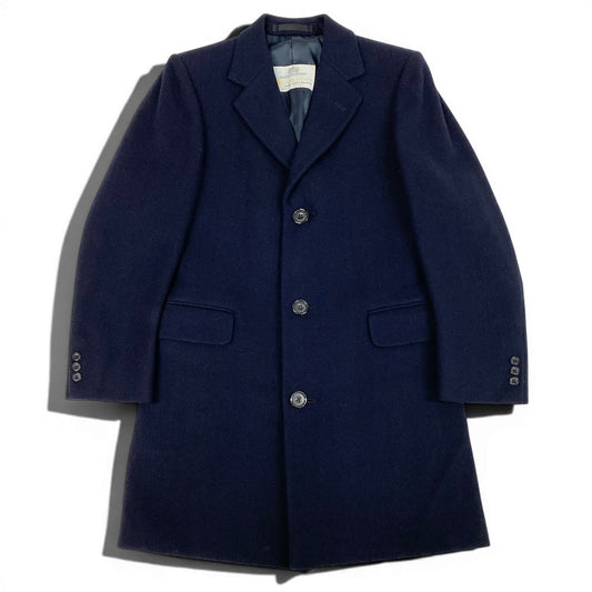 40d16 Apuascutum アクアスキュータム チェスターコート ロングコート 英国製 ネイビー ウール100％ メンズ 紳士服u02t