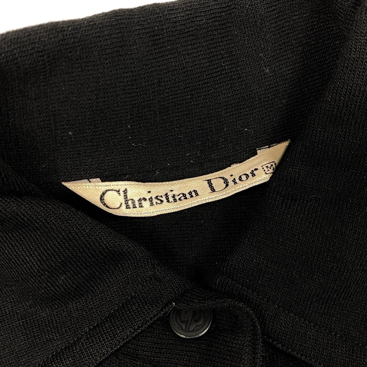 Eg11 Christian Dior クリスチャンディオール ロングスリーブ ニットシャツ CDボタン サイズM ブラック ウール100％ レディースo07t