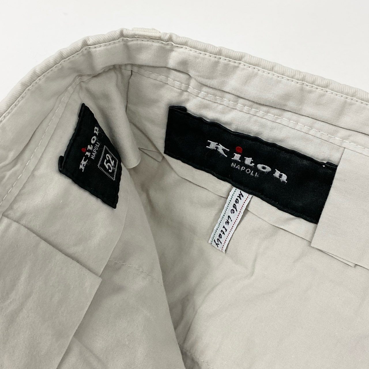 31i8 Kiton Napoli キトン キートン ナポリ イタリア製 コットンパンツ チノ トラウザー ボトムス 大きいサイズ 52 XLサイズ相当 ライトベージュ コットン メンズo07t