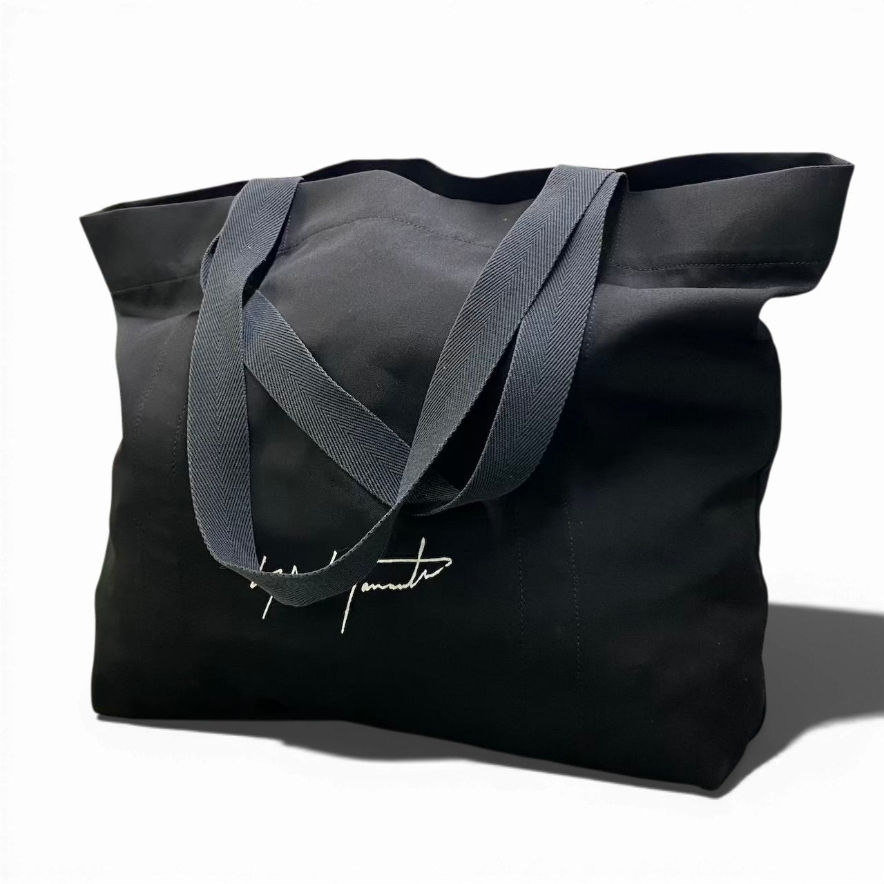 c23 Yohji Yamamoto POUR HOMME ヨウジヤマモト プールオム ブラック ウールギャバジン ロゴ トートバッグ メンズ 鞄k02i