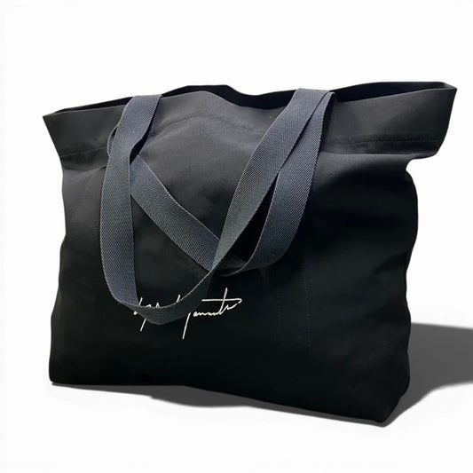 c23 Yohji Yamamoto POUR HOMME ヨウジヤマモト プールオム ブラック ウールギャバジン ロゴ トートバッグ メンズ 鞄k02i