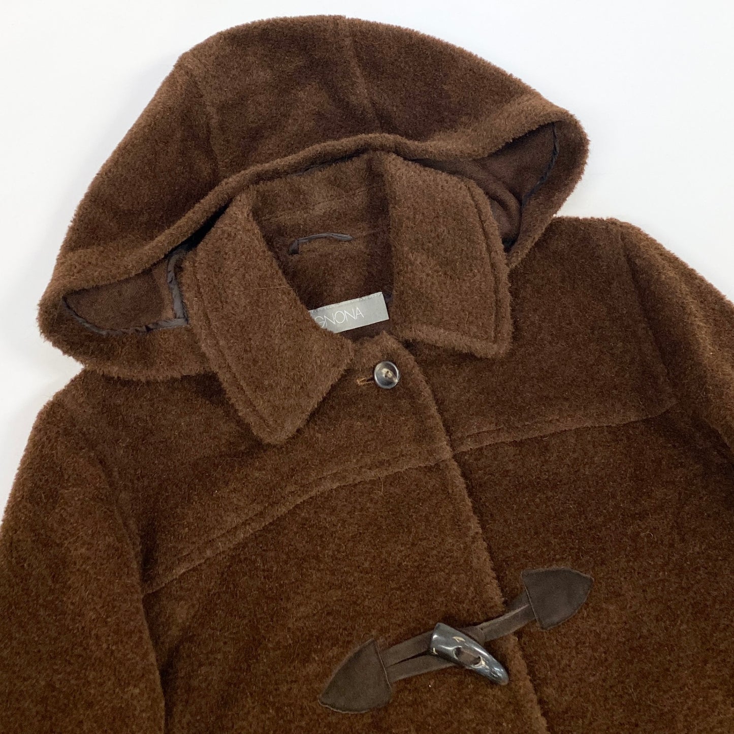 29k6【美品】AGNONA アニオナ ダッフルコート ロングコート アルパカコート アウター イタリア製 42サイズ ブラウン レディースu02t